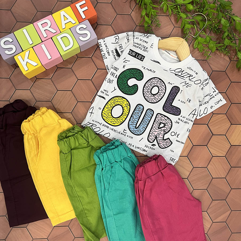 ست تیشرت شلوارک بچه گانه طرح Colour - کد 209